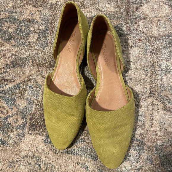 Madewell Green Snakeskin Print Leather Flats - Picture 1 of 5